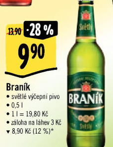 Pivo světlé výčepní 10° Braník