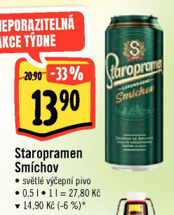 Pivo světlé výčepní 10° Smíchov Staropramen