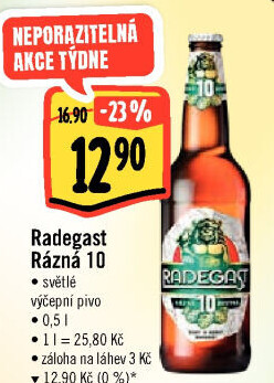 Pivo světlé výčepní Rázná 10° Radegast