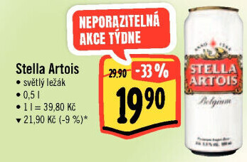 Pivo světlý ležák Stella Artois