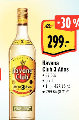 Rum kubánský bílý Aňejo 3 Anos Havana club