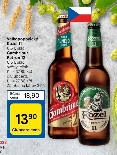 Velkopopovický Kozel 11 / Gambrinus Patron 12