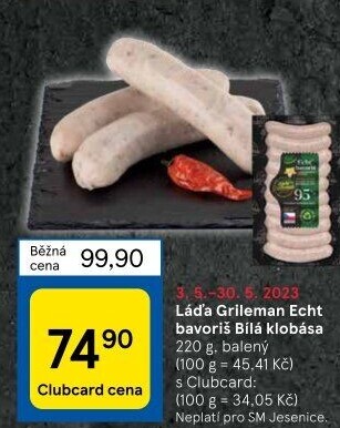 Klobásy Echt Bavoriš Láďa Grileman Kostelecké uzeniny