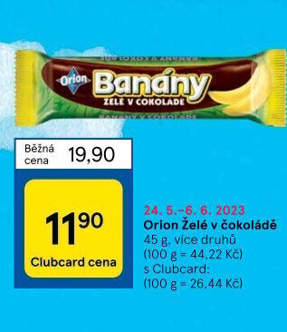 Tyčinka Banány v čokoládě Orion