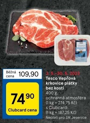 Vepřová krkovice bez kosti Tesco