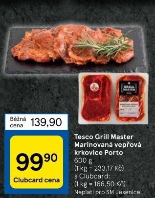 Vepřová krkovice marinovaná bez kosti Porto Grill Master Tesco