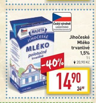 Jihočeské mléko trvanlivé 1,5%