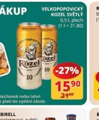 Velkopopovický Kozel Světlý