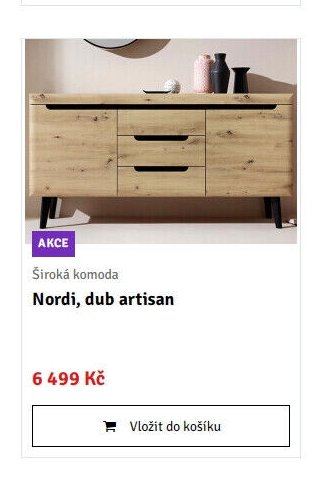 Široká komoda Nordi, dub artisan - ASKO akcniletaky.com