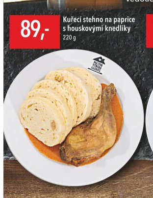 Kuřecí stehno na paprice s houskovými knedlíky