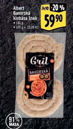 Bavorská klobása šnek Albert Gril