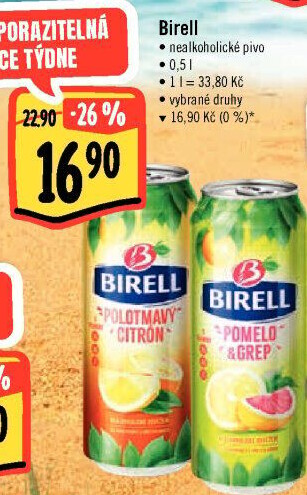Nealkoholické pivo ochucené Birell