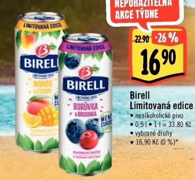 Nealkoholické pivo ochucené Birell