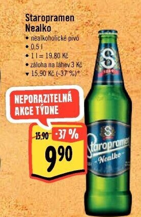 Nealkoholické pivo Staropramen