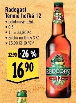 Pivo polotmavý ležák 12° Temně hořký Radegast