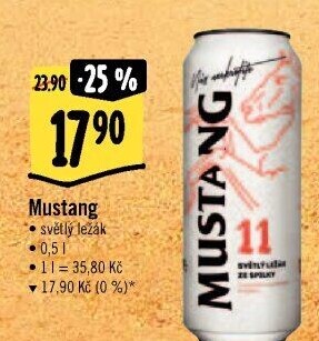 Pivo světlý ležák Mustang 11° Ostravar