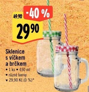 Sklenice s víčkem a otvorem na brčko