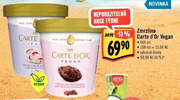 Zmrzlina v kelímku Vegan Carte D'