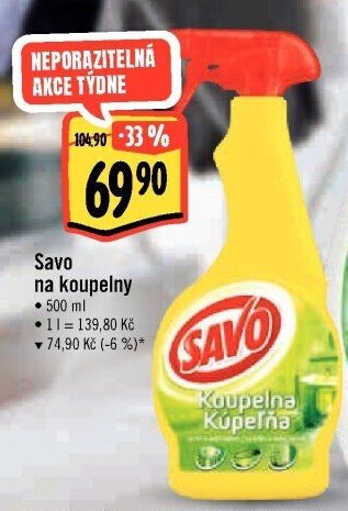 Čistič koupelen ve spreji Savo