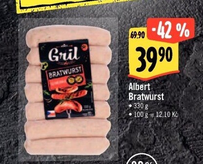 Grilovací klobása bratwurst Albert Gril