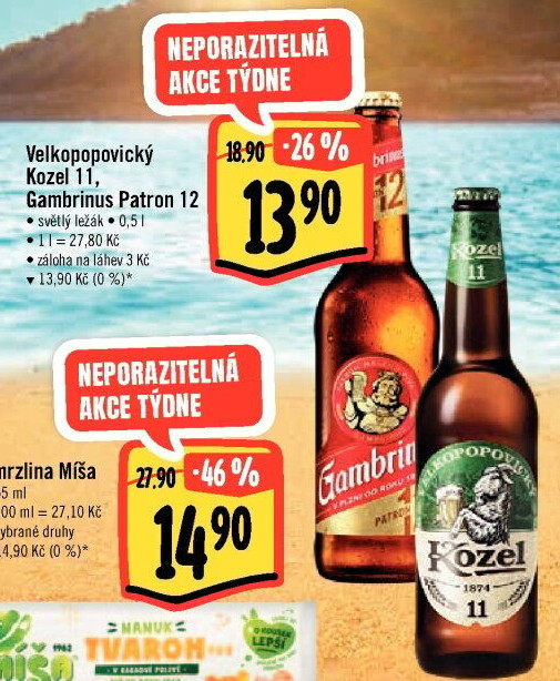 Pivo ležák 11° Velkopopovický Kozel