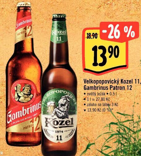 Pivo ležák 11° Velkopopovický Kozel