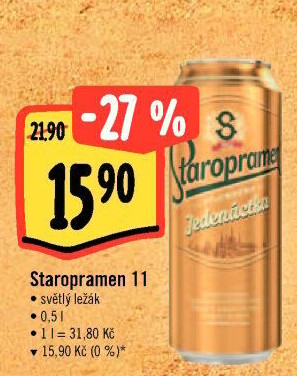 Pivo světlý ležák 11° Staropramen