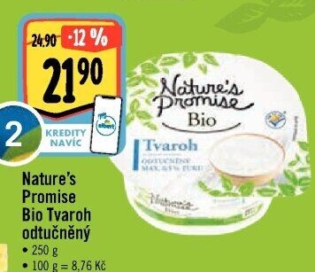 Tvaroh odtučněný bio Nature'