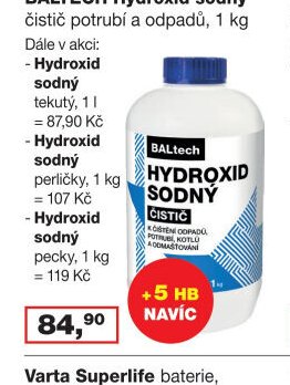 BALTECH Hydroxid sodný čistič potrubí a odpadů, 1 kg