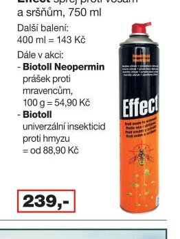 Effect sprej proti vosám a sršňům, 750 ml