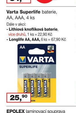 Varta Superlife baterie, AA, AAA, 4 ks