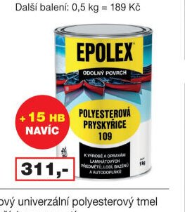 EPOLEX Polyester 109 + iniciátor, polyesterová pryskyřice, 1 kg