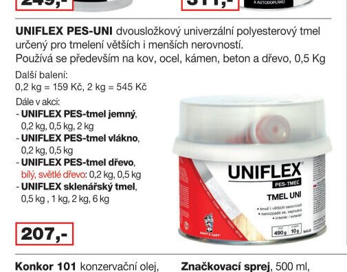 UNIFLEX PES-UNI dvousložkový univerzální polyesterový tmel