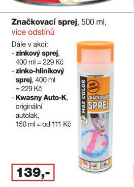 Značkovací sprej, 500 ml, více odstínů