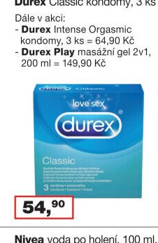 Durex Classic kondomy, 3 ks