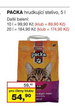 PACKA hrudkující stelivo