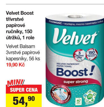Papírové ručníky 3vrstvé Boost! Velvet