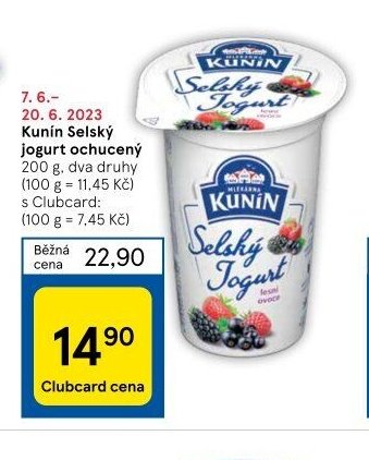 Kunín Selský jogurt ochucený 200 g