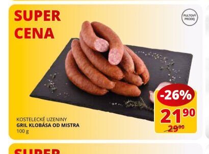 Kostelecké uzeniny gril klobása od mistra