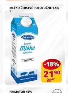 Mléko čerstvé polotučné 1,5%