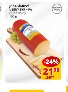 Jč salámový uzený sýr 44%