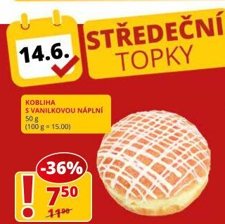 Kobliha s vanilkovou náplní