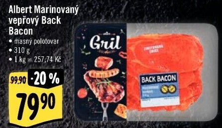 Marinovaný vepřový Back Bacon Albert Gril