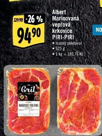 Vepřová krkovice marinovaná bez kosti Piri-Piri Albert Gril