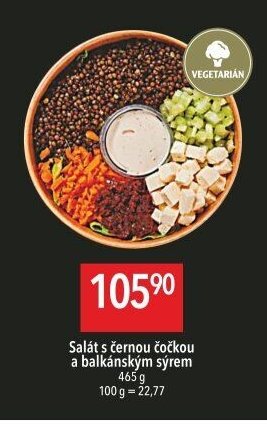 Salát s černou čočkou a balkánským sýrem