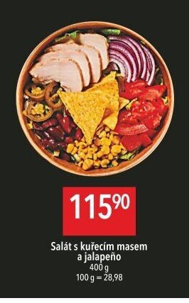 Salát s kuřecím masem a jalapeňo
