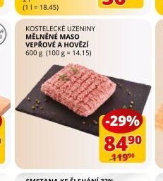 KOSTELECKÉ UZENINY MĚLNĚNÉ MASO VEPŘOVÉ A HOVĚZÍ