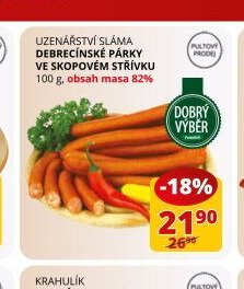 Uzenářství Sláma Debrecínské párky ve skopovém střívku