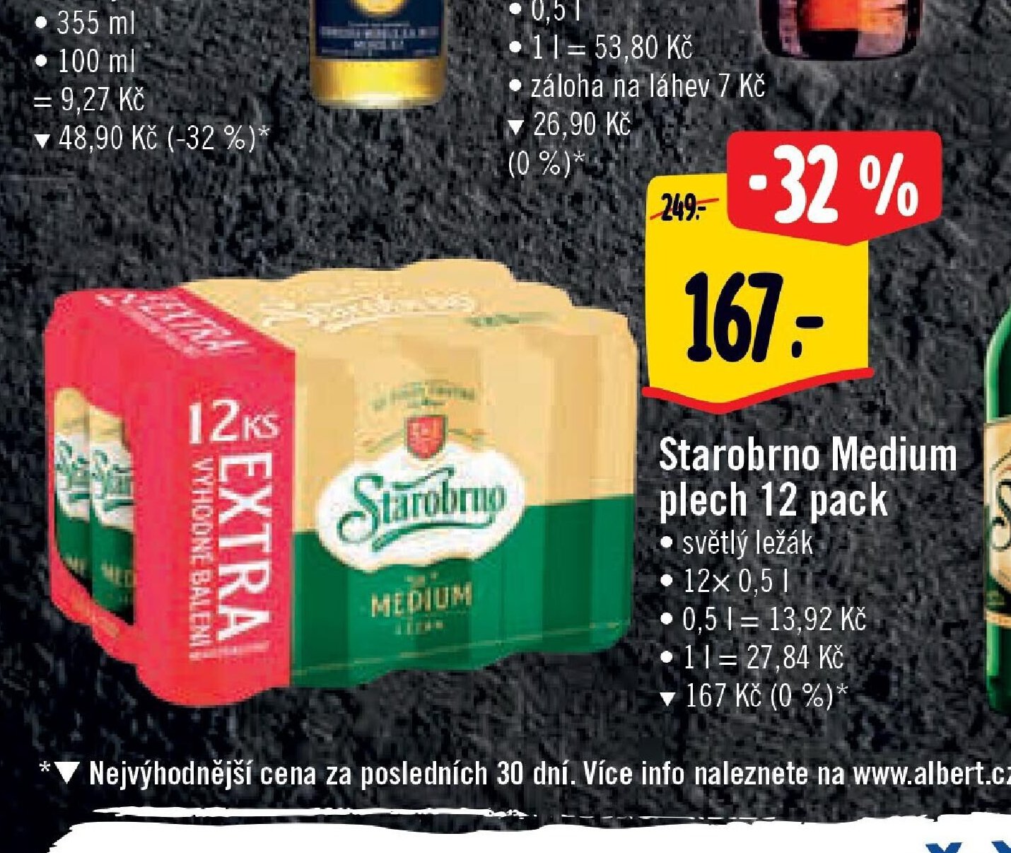 Starobrno Medium plech 12 pack