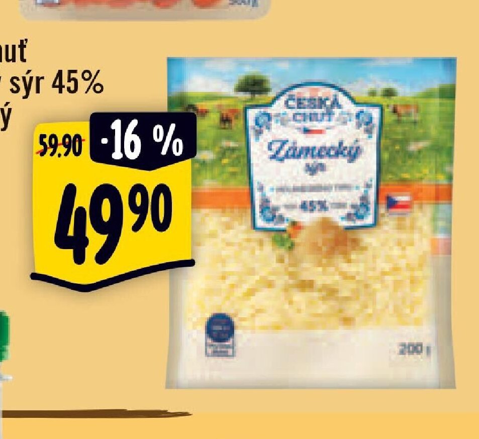 Česká chuť Zámecký sýr 45% strouhaný